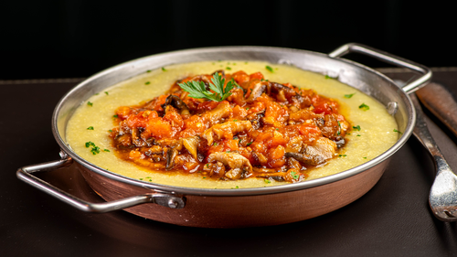 Polenta com Cogumelos (Vegano, sem lactose e sem glúten)